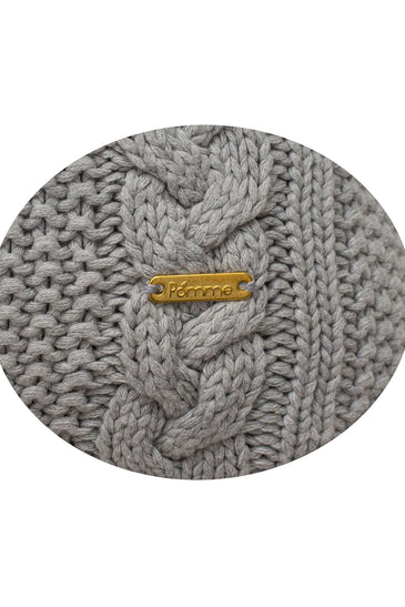 Pomme Cotton Knitted Decorative Cushion Cover Grey melange Cable Texture Knit