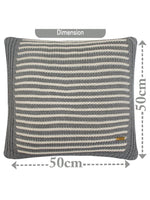 Load image into Gallery viewer, Pomme Cotton Knitted Decorative Cushion Cover Grey Ivory with 3D Stripe  texture Knit
