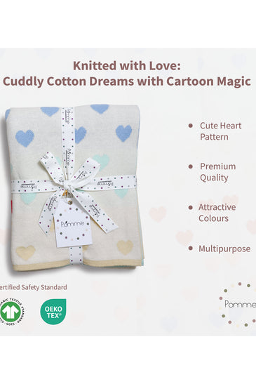 Heart Pattern Knitted Baby Blanket