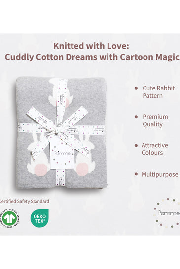 Gray Rabbit Knitted Baby Blanket
