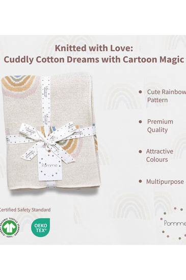 Off white Rainbow Pattern Knitted Baby Blanket