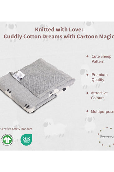 Cute Sheep Pattern Knitted Baby Blanket