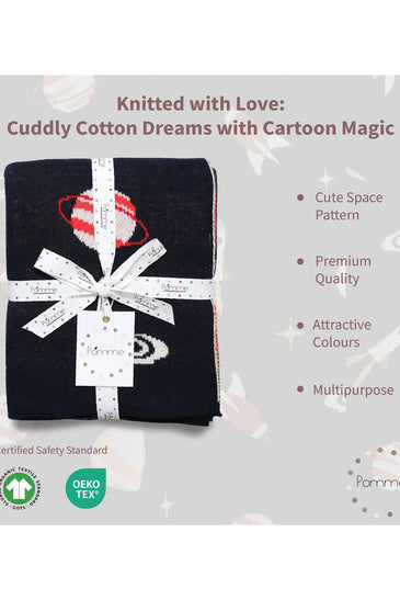 Cute Space rocket Pattern knitted Baby Blanket